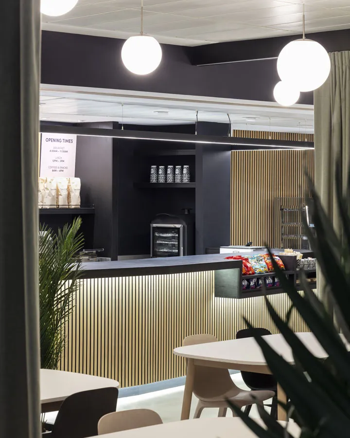 Boohoo head office café, London - workplace project by JPS Services