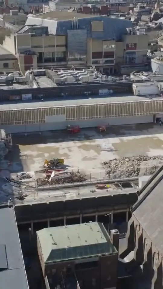 Aerial view of JPS roofing works above St David's Shopping Centre, Cardiff